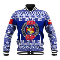 (Custom Personalised) Tonga Emancipation Day Baseball Jacket Independence Day - Simple Ngatu Heilala Flower - Blue LT8 Unisex Blue - Polynesian Pride