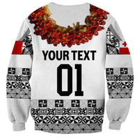 (Custom Personalised) Tonga Emancipation Day Sweatshirt Independence Day - Fancy Kahoa Heilala Flower - White Black LT8 - Polynesian Pride