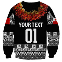 (Custom Personalised) Tonga Emancipation Day Sweatshirt Independence Day - Fancy Kahoa Heilala Flower - Black LT8 - Polynesian Pride