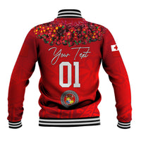 (Custom Personalised) Tonga Emancipation Day Baseball Jacket Independence Day - Kupesi Kahoa Heilala Flower - Red LT8 - Polynesian Pride