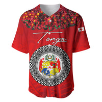 (Custom Personalised) Tonga Emancipation Day Baseball Jersey Independence Day - Kupesi Kahoa Heilala Flower - Red LT8 - Polynesian Pride