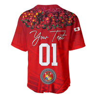 (Custom Personalised) Tonga Emancipation Day Baseball Jersey Independence Day - Kupesi Kahoa Heilala Flower - Red LT8 - Polynesian Pride