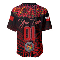 (Custom Personalised) Tonga Emancipation Day Baseball Jersey Independence Day - Kupesi Kahoa Heilala Flower - Black LT8 - Polynesian Pride
