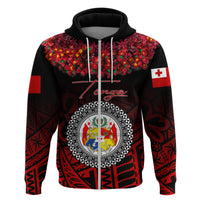 Custom Tonga Hoodie Emancipation Day Kupesi Kahoa Heilala Flower Black LT8 - Polynesian Pride