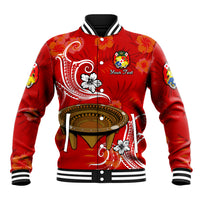 (Custom Personalised) Tonga Kumete Kava Bowl Sila Vibes - Red Baseball Jacket LT8 Unisex Red - Polynesian Pride