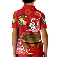 (Custom Personalised) Tonga Kumete Kava Bowl Sila Vibes - Red Kid Polo Shirt LT8 - Polynesian Pride