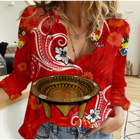 (Custom Personalised) Tonga Kumete Kava Bowl Sila Vibes - Red Women Casual Shirt LT8 Female M Red - Polynesian Pride