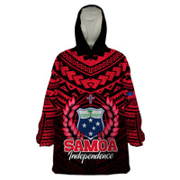 (Custom Personalised) Samoa Independence Day Wearable Blanket Hoodie Ulafa Polynesian Unique Red No1 LT9 Unisex One Size - Polynesian Pride
