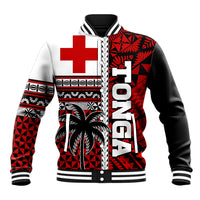 (Custom Personalised) Tonga Kupesi Ngatu Baseball Jacket Proud Tonga with Flag and Palm Tree LT9 Unisex Red - Polynesian Pride