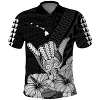 Hawaii Shaka Sign Polo Shirt Black Version LT9 Black - Polynesian Pride