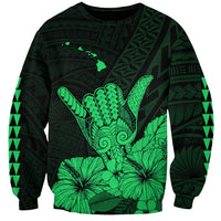 Hawaii Shaka Sign Sweatshirt Green Version LT9 Unisex Green - Polynesian Pride