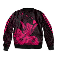 Hawaii Shaka Sign Sleeve Zip Bomber Jacket Pink Version LT9 - Polynesian Pride