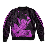 Hawaii Shaka Sign Sleeve Zip Bomber Jacket Purple Version LT9 - Polynesian Pride