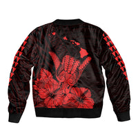 Hawaii Shaka Sign Sleeve Zip Bomber Jacket Red Version LT9 - Polynesian Pride