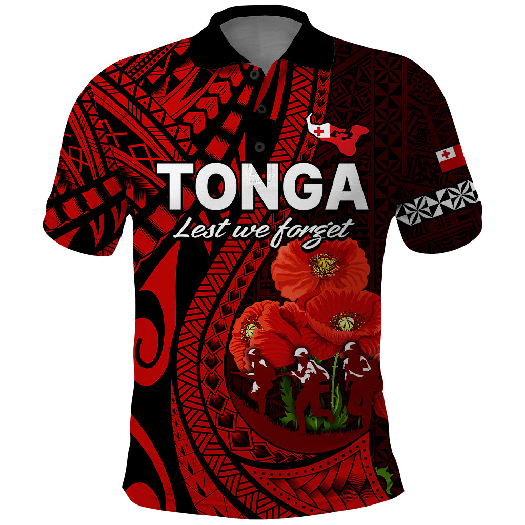 Tonga ANZAC Day Polo Shirt Lest We Forget Red Version LT9 Red - Polynesian Pride