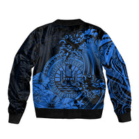 Polynesian Tahiti Island Bomber Jacket The Wave of Water - Blue LT9 - Polynesian Pride