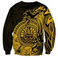 Polynesian Tahiti Island Sweatshirt The Wave of Water - Gold LT9 - Polynesian Pride