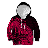Polynesian Tahiti Island Kid Hoodie The Wave of Water - Pink LT9 Hoodie Pink - Polynesian Pride
