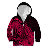 Polynesian Tahiti Island Kid Hoodie The Wave of Water - Pink LT9 - Polynesian Pride