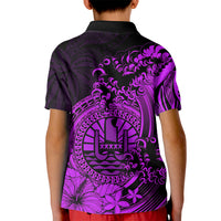 Polynesian Tahiti Island Kid Polo Shirt The Wave of Water - Purple LT9 - Polynesian Pride