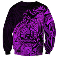 Polynesian Tahiti Island Sweatshirt The Wave of Water - Purple LT9 - Polynesian Pride