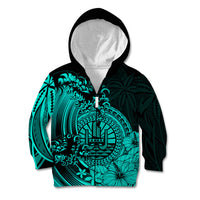 Polynesian Tahiti Island Kid Hoodie The Wave of Water - Turquoise LT9 - Polynesian Pride