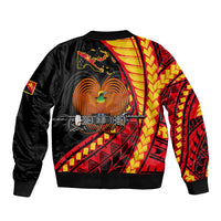 Papua New Guinea Sleeve Zip Bomber Jacket The Greater Bird of Paradise LT9 - Polynesian Pride