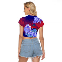 Guam Raglan Cropped T Shirt Polynesian Floral Tribal LT9 - Polynesian Pride