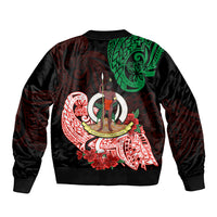 Vanuatu Sleeve Zip Bomber Jacket Polynesian Floral Tribal LT9 - Polynesian Pride