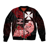 Wallis et Futuna Bomber Jacket Polynesian Floral Tribal LT9 Unisex Black - Polynesian Pride