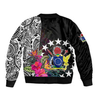 Cook Island Sleeve Zip Bomber Jacket Tribal Polynesian and Tropical Flowers LT9 - Polynesian Pride