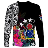 (Custom Personalised) Cook Island Long Sleeve Shirt Tribal Polynesian and Tropical Flowers LT9 - Polynesian Pride