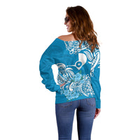 FSM Yap State Off Shoulder Sweater Polynesian Floral Tribal LT9 - Polynesian Pride