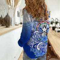 Northern Mariana Islands Women Casual Shirt Polynesian Floral Tribal LT9 - Polynesian Pride