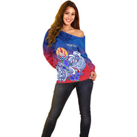(Custom Personalised) Tahiti Off Shoulder Sweater Polynesian Floral Tribal LT9 - Polynesian Pride