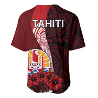 Tahiti Baseball Jersey Polynesian Coat Of Arm With Hibiscus LT9 - Polynesian Pride