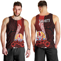 Tahiti Men Tank Top Polynesian Coat Of Arm With Hibiscus LT9 - Polynesian Pride