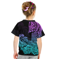 Hawaii Kakau Kid T Shirt Polynesian Floral Tribal Heliotrope Version LT9 - Polynesian Pride