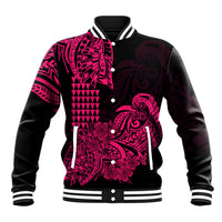 Hawaii Kakau Baseball Jacket Polynesian Floral Tribal Pink Version LT9 Unisex Pink - Polynesian Pride