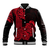 Hawaii Kakau Baseball Jacket Polynesian Floral Tribal Red Version LT9 Unisex Red - Polynesian Pride