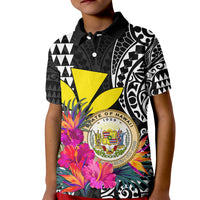 Kakau Tribal Hawaiian Kanaka Maoli Kid Polo Shirt LT9 Kid Black - Polynesian Pride