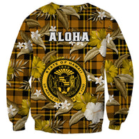 Hawaii State Sweatshirt Tropical Flowers Mix Tartan Gold Version LT14 - Polynesian Pride