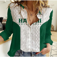 Hawaii Volleyball Women Casual Shirt Hawaiian Kakau White Style LT14 Female White - Polynesian Pride
