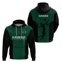 Hawaii Volleyball Hoodie Hawaiian Kakau Green Style LT14 Pullover Hoodie Green - Polynesian Pride