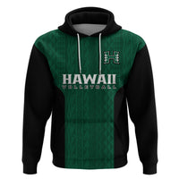 Hawaii Volleyball Hoodie Hawaiian Kakau Green Style LT14 - Polynesian Pride