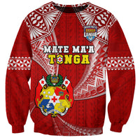 (Custom Text And Number) Tonga Rugby Sweatshirt Mate Maa Tonga Pacific Tongan Ngatu LT14 Unisex Red - Polynesian Pride