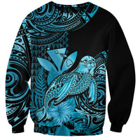 (Custom Personalised) Hawaii Monk Seal Sweatshirt Polynesian Kakau With Kanaka Turquoise LT14 Unisex Turquoise - Polynesian Pride