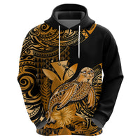 Custom Hawaii Monk Seal Hoodie Polynesian Kakau With Kanaka Gold LT14 Zip Hoodie Gold - Polynesian Pride