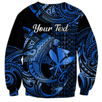 (Custom Personalised) Hawaii Hammerhead Shark Sweatshirt Polynesian Kakau With Kanaka Blue LT14 - Polynesian Pride