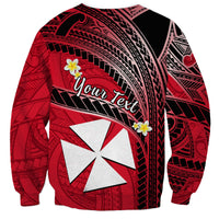 (Custom Personalised) Wallis And Futuna Sweatshirt Plumeria Flowers With Red Polynesian Pattern LT14 - Polynesian Pride